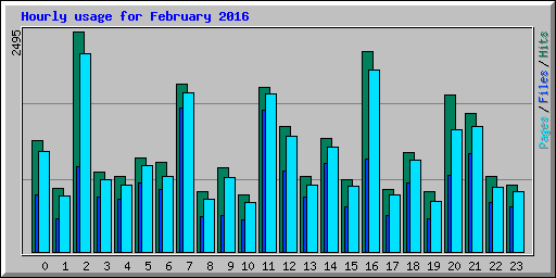 Hourly usage for February 2016